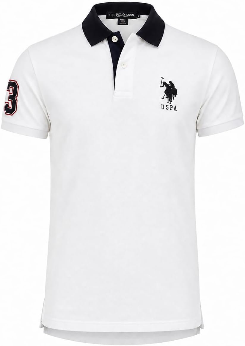 U.S. Polo Assn. Men's Short-Sleeve Polo Shirt with Applique, Casual Summer Slim...