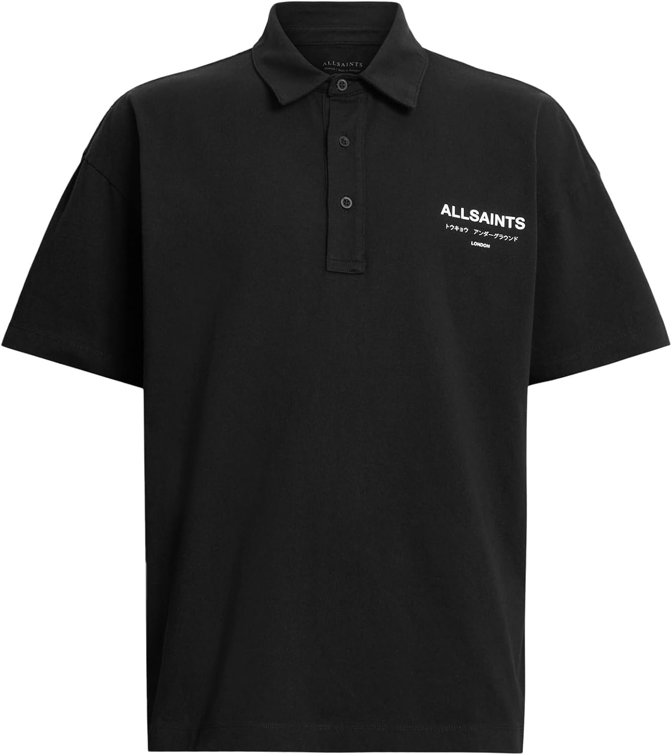 AllSaints Men's Underground Short Sleeve Polo (Jet Black)