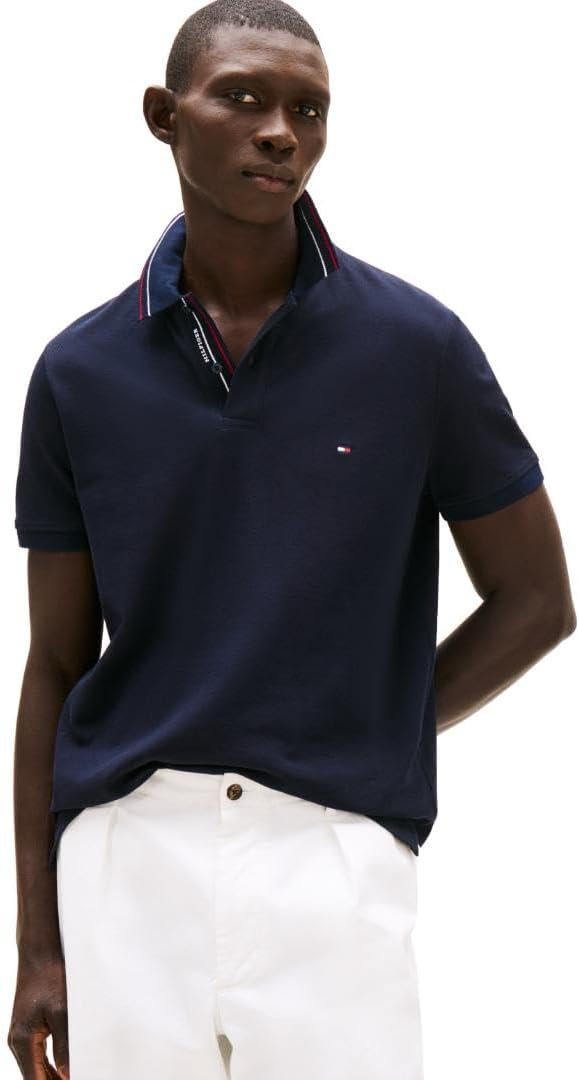 Tommy Hilfiger Men's Short Sleeve Polo Shirts in Regular Fit with Designs,...