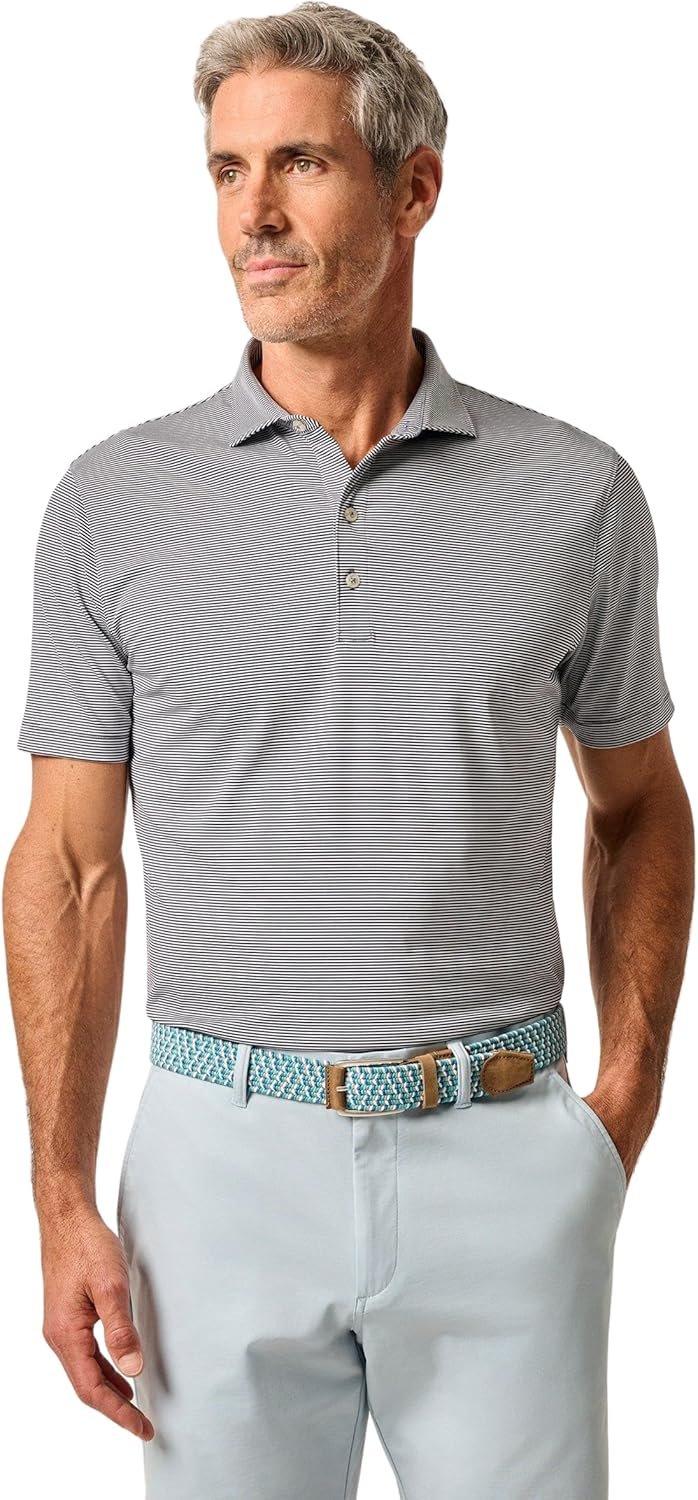 johnnie-O Lyndonn Polo | Men's Striped Performance Polo | 3-Button |...