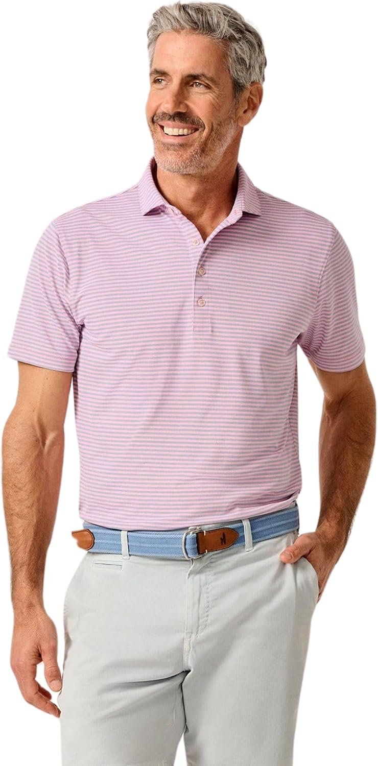 johnnie-O Stetson Stripe Polo | Men's Performance Mesh Polo | Striped |...
