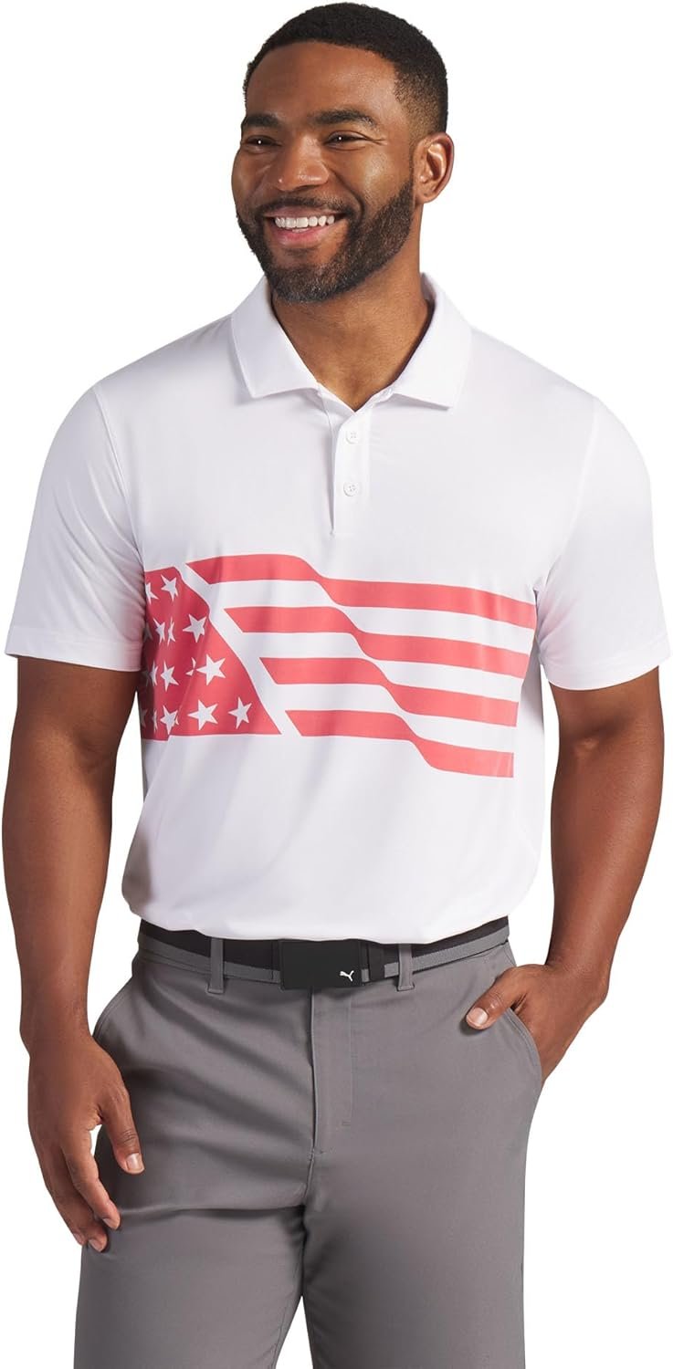 PUMA Mens X Volition Flag Golf Polo