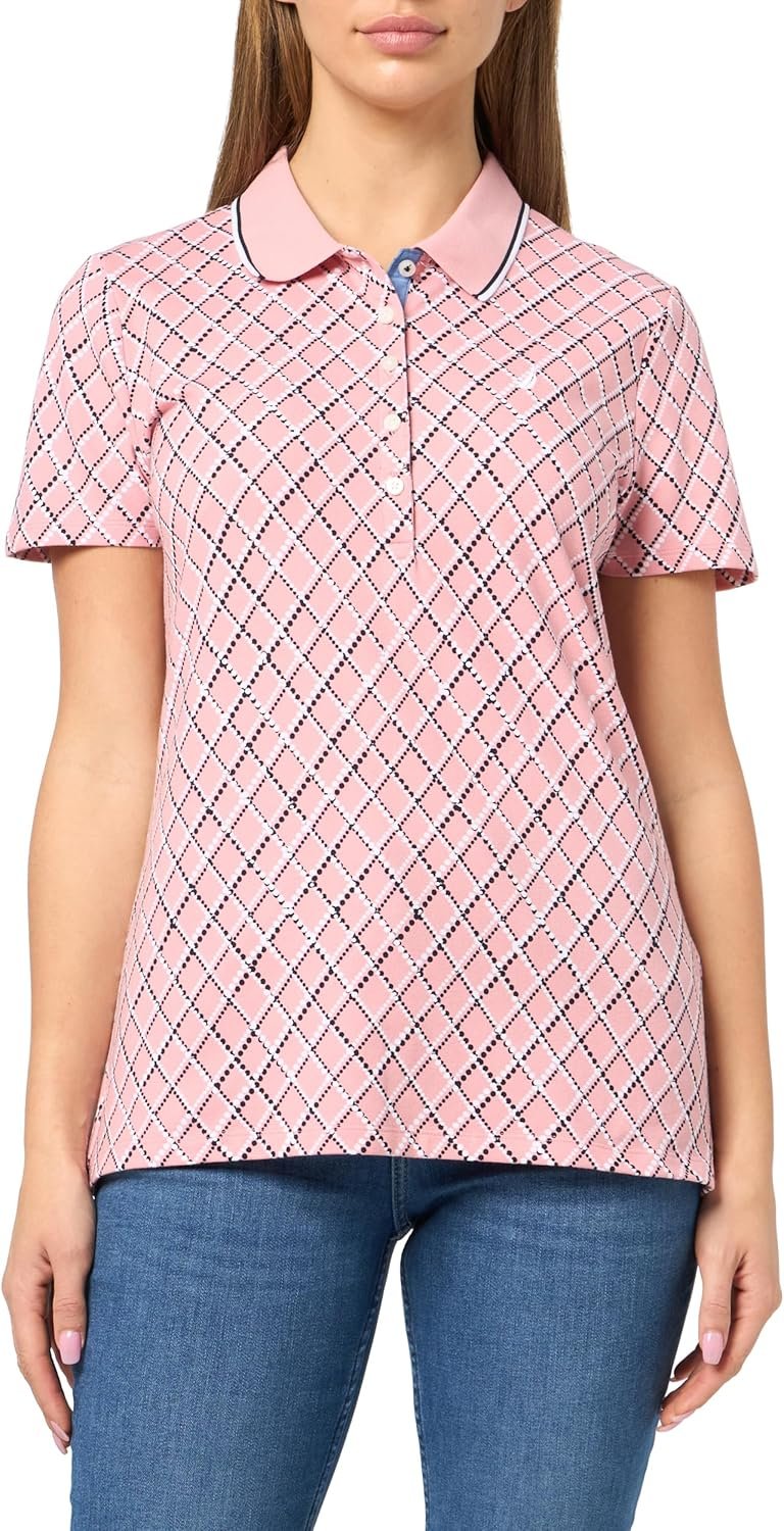 Nautica Women's Short Sleeve Polo Shirt, Bridal Rose Multi