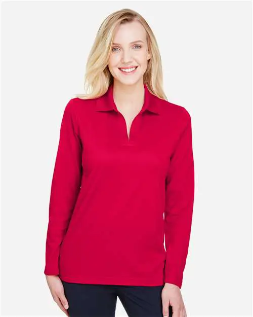 Women's CrownLux Performance® Plaited Long Sleeve Polo - Image 8