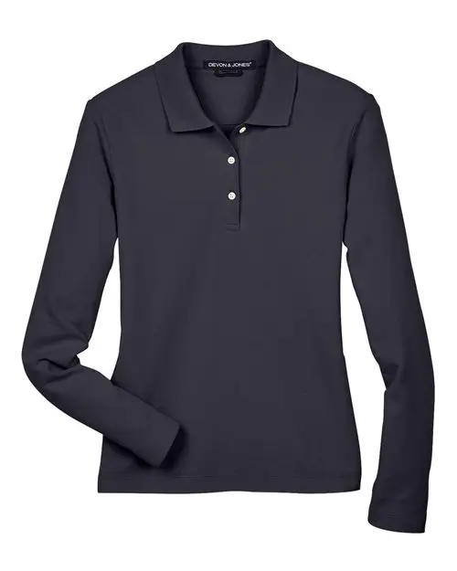 Women's Pima Piqué Long Sleeve Polo - Image 6