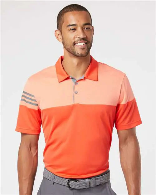 Men's Heathered 3-Stripes Colorblocked Polo - Image 4