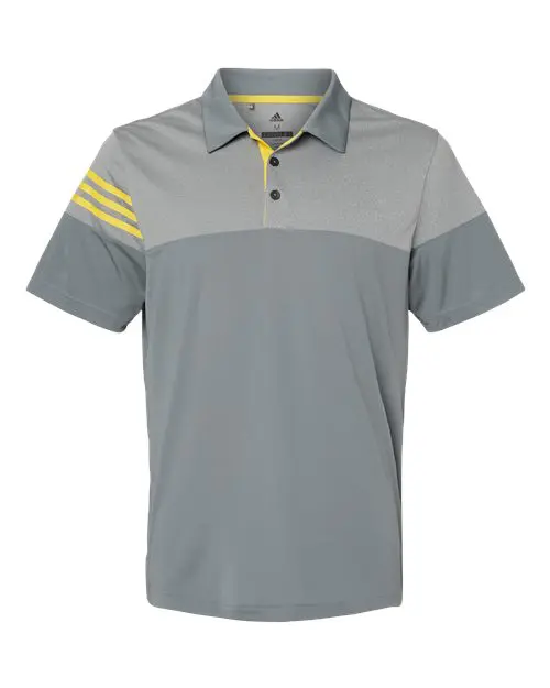 Men's Heathered 3-Stripes Colorblocked Polo - Image 31