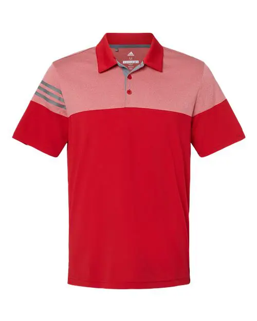 Men's Heathered 3-Stripes Colorblocked Polo - Image 25