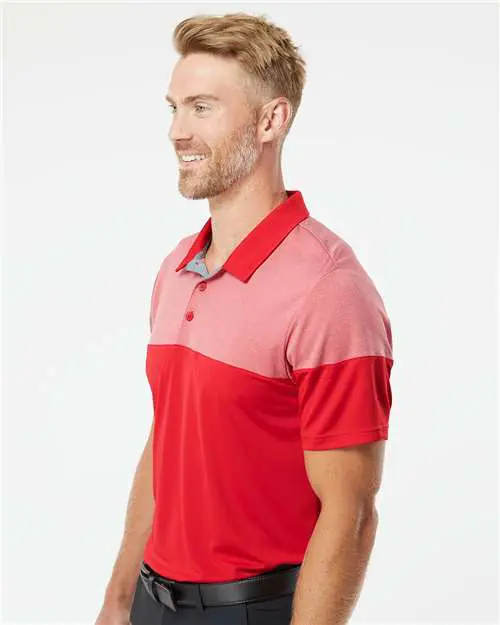 Men's Heathered 3-Stripes Colorblocked Polo - Image 29