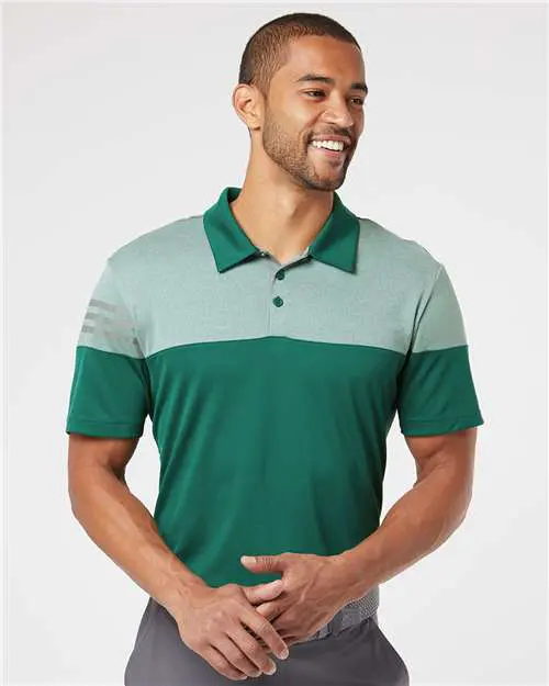 Men's Heathered 3-Stripes Colorblocked Polo - Image 10