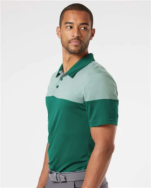 Men's Heathered 3-Stripes Colorblocked Polo - Image 11