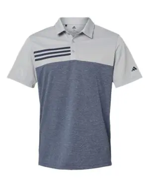 Men's Heathered Colorblocked 3-Stripes Polo