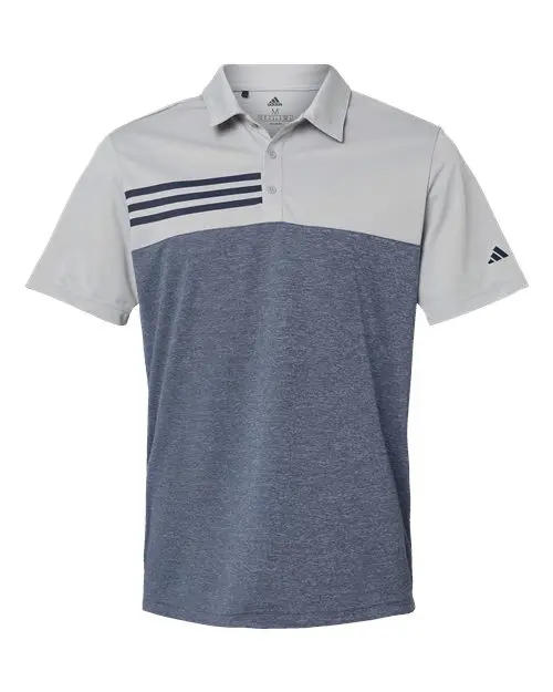 Men's Heathered Colorblocked 3-Stripes Polo